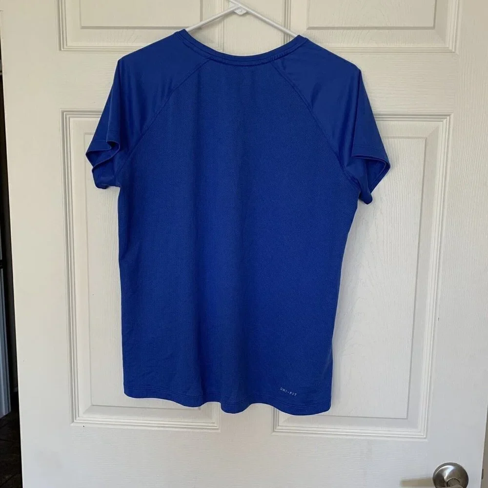 Nike Dri Fit Women’s XL Short Sleeve Short Blue Orange Shirt Mesh Sides
